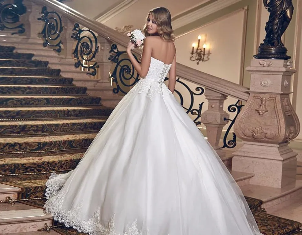 Sweetheart Neck Lace Up Back Princess Bridal Dress