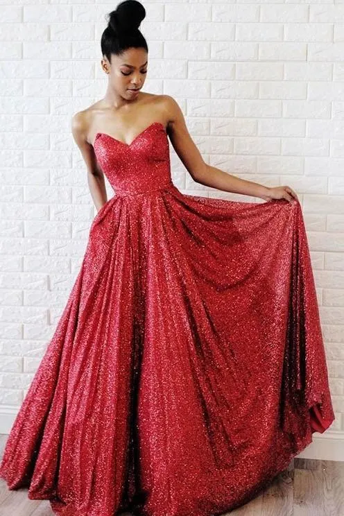 Sweetheart Red Sequin Prom Dress 2019 Styles
