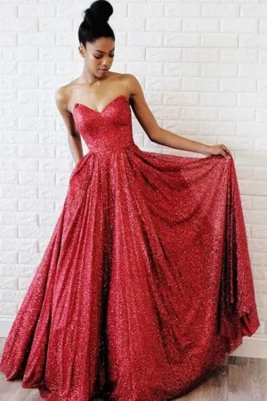 Sweetheart Red Sequin Prom Dress 2019 Styles