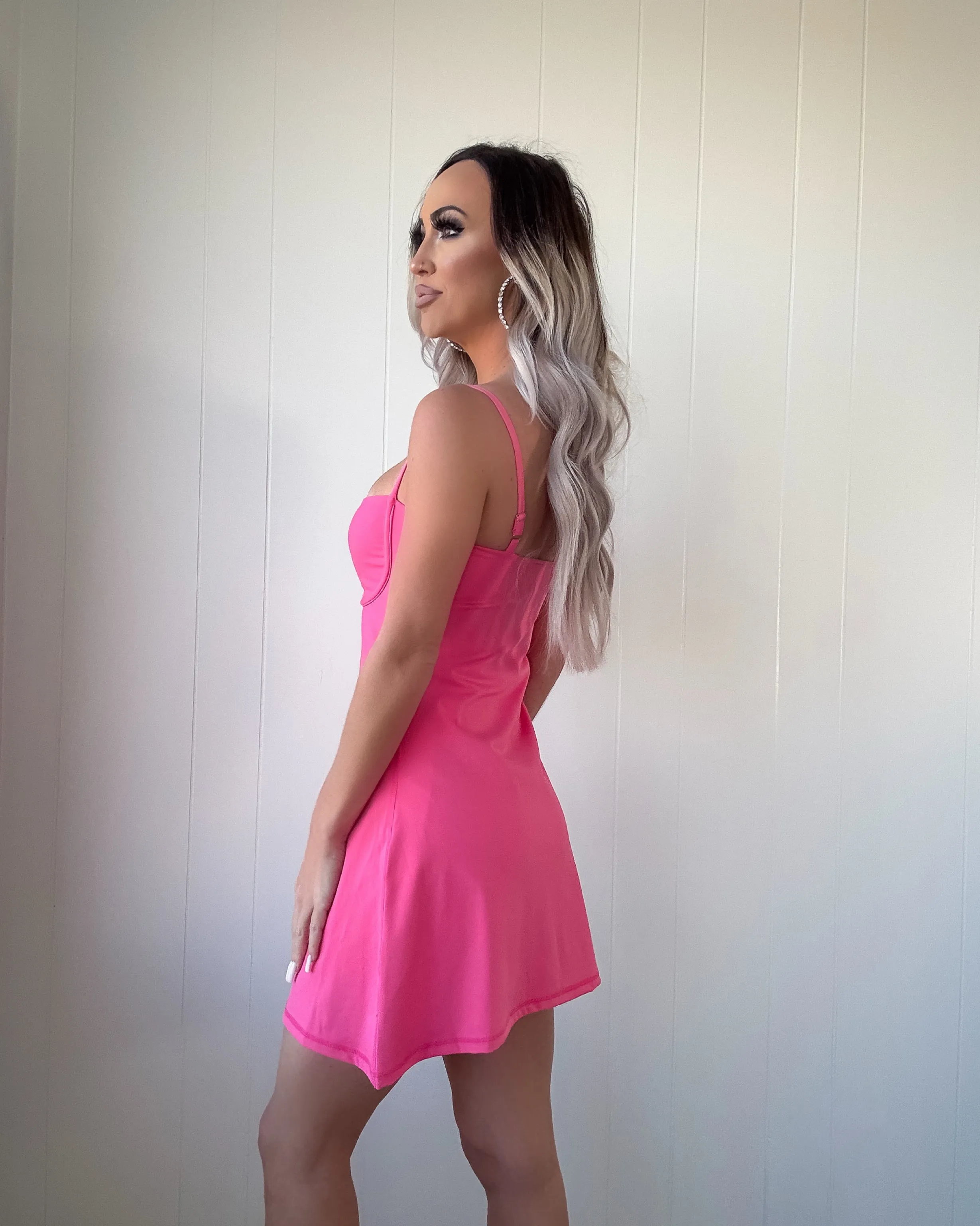 Sweetheart Romper Dress - Pink