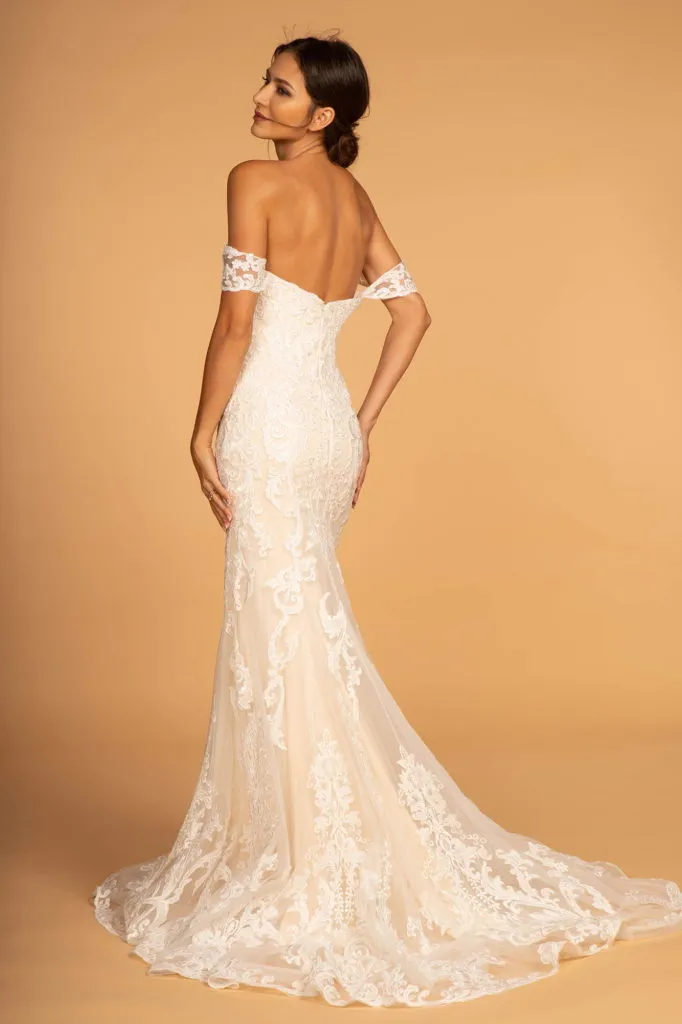 Sweethearted Embroidered Mesh Mermaid Wedding Gown