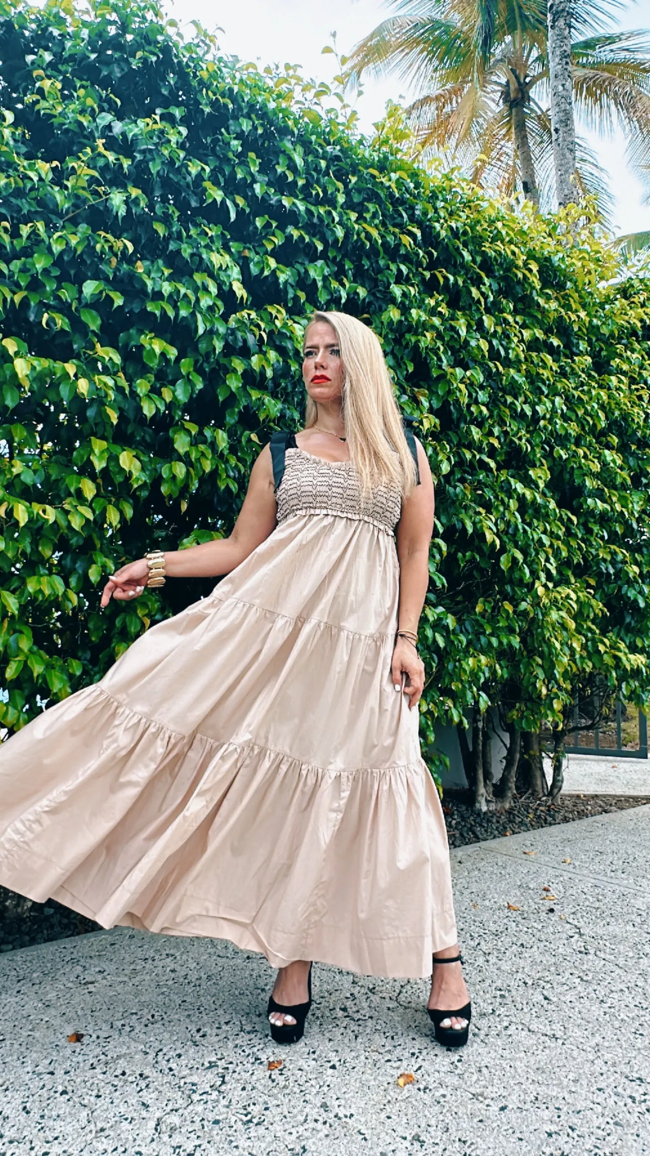 Taupe Tiered Maxi Dress