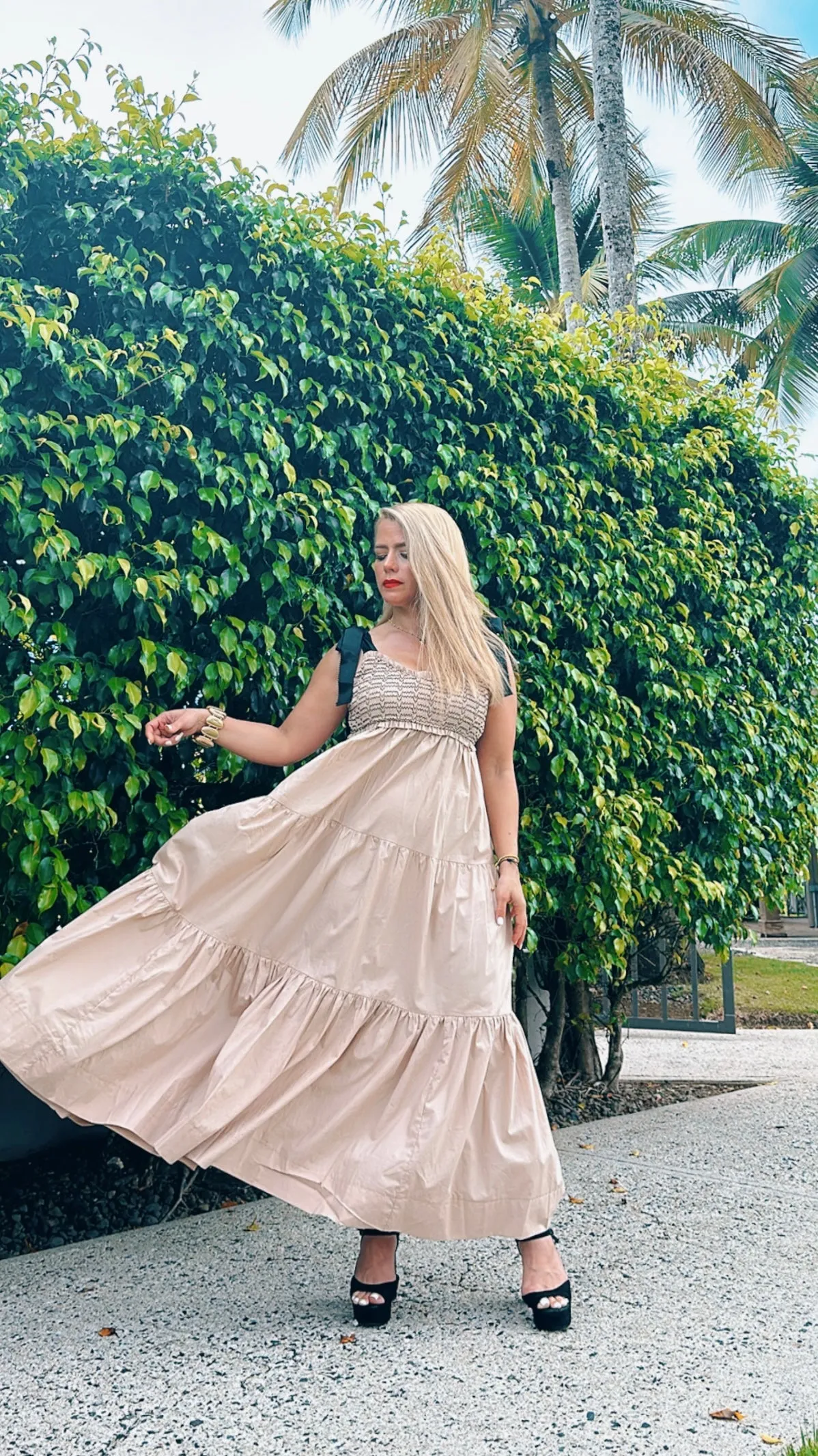 Taupe Tiered Maxi Dress