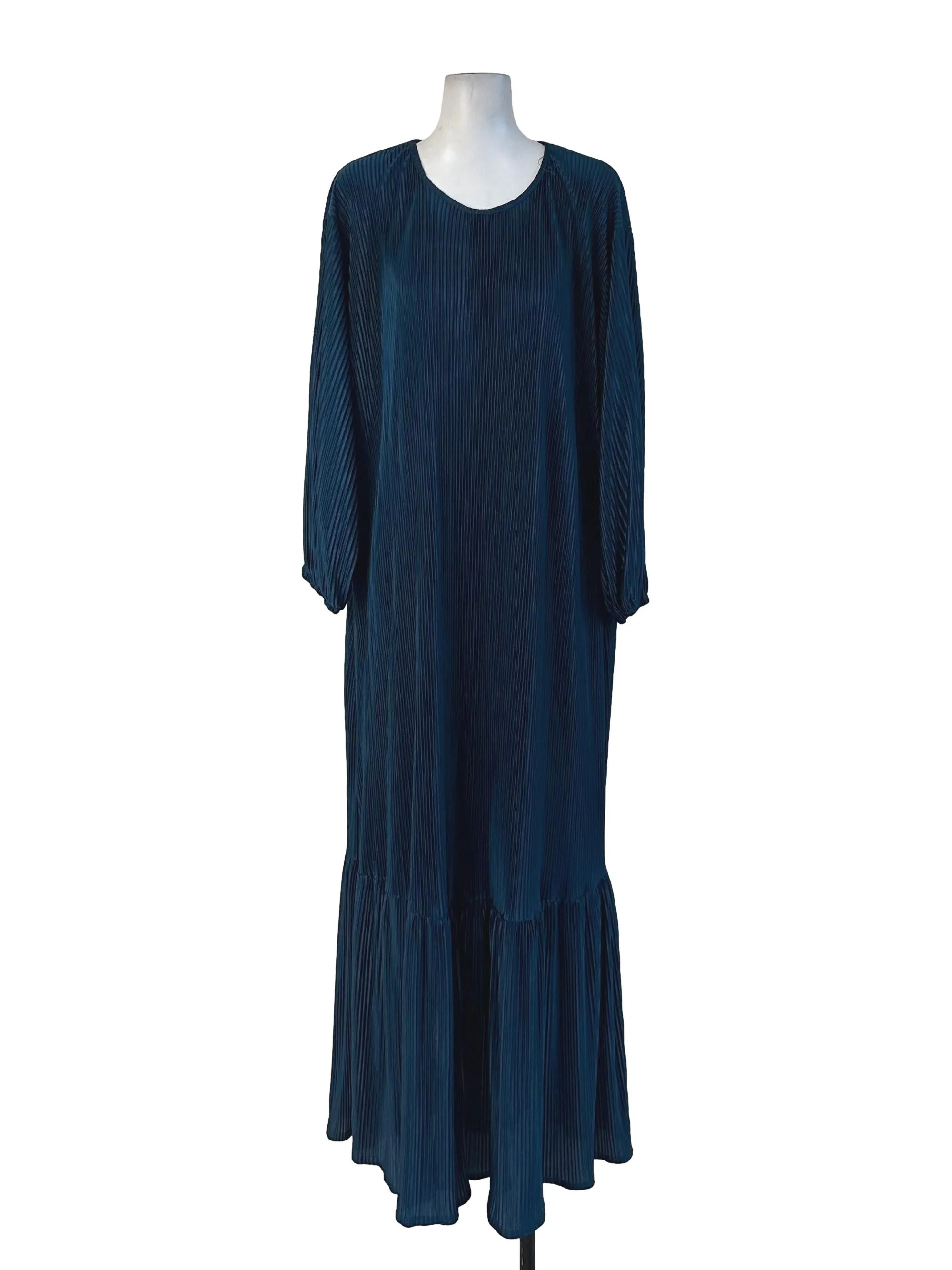 Teal Blue Pleated Dress