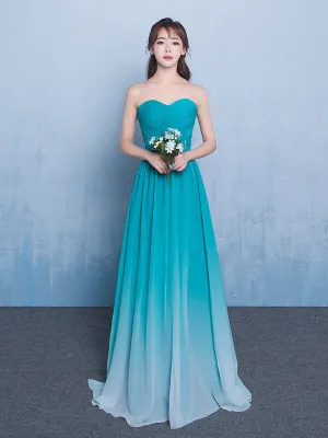 Teal Chiffon Changing Color Bridesmaid Dress