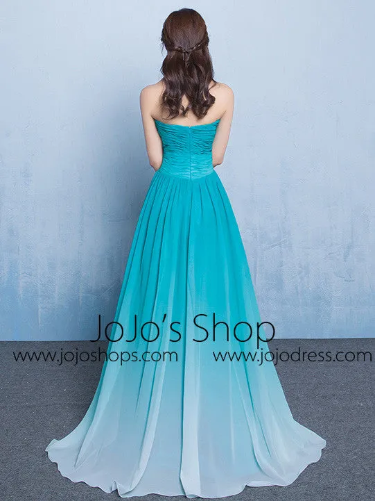 Teal Chiffon Changing Color Bridesmaid Dress
