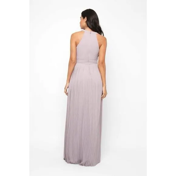 TFNC Prague Lavender Maxi Dress Bridesmaid Prom Pleats High Empire Waist UK6/US2
