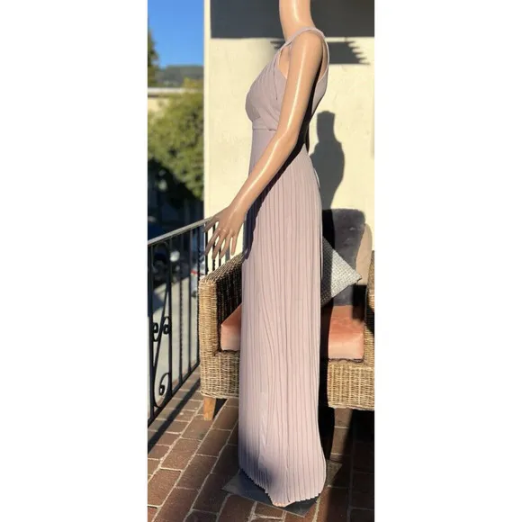 TFNC Prague Lavender Maxi Dress Bridesmaid Prom Pleats High Empire Waist UK6/US2
