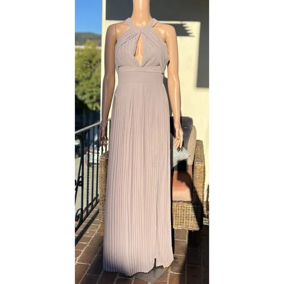 TFNC Prague Lavender Maxi Dress Bridesmaid Prom Pleats High Empire Waist UK6/US2