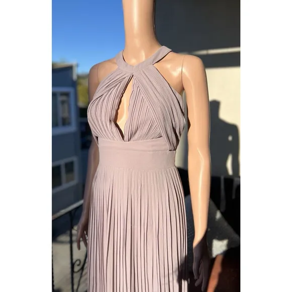 TFNC Prague Lavender Maxi Dress Bridesmaid Prom Pleats High Empire Waist UK6/US2