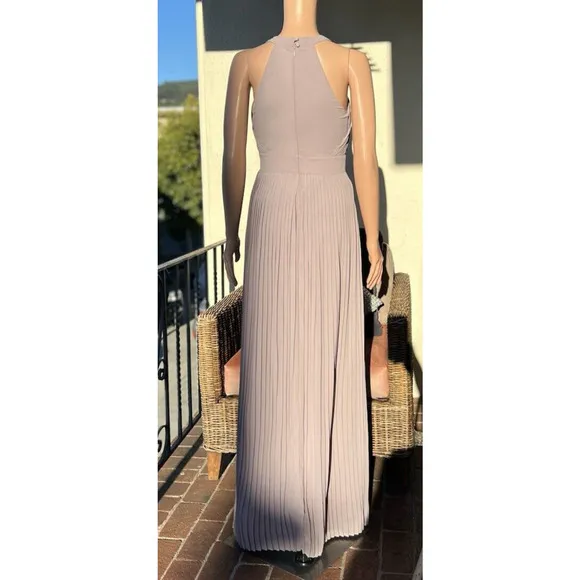TFNC Prague Lavender Maxi Dress Bridesmaid Prom Pleats High Empire Waist UK6/US2