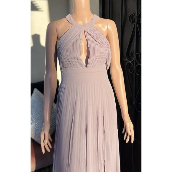 TFNC Prague Lavender Maxi Dress Bridesmaid Prom Pleats High Empire Waist UK6/US2