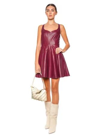 Thais Garnet Leather Mini Dress