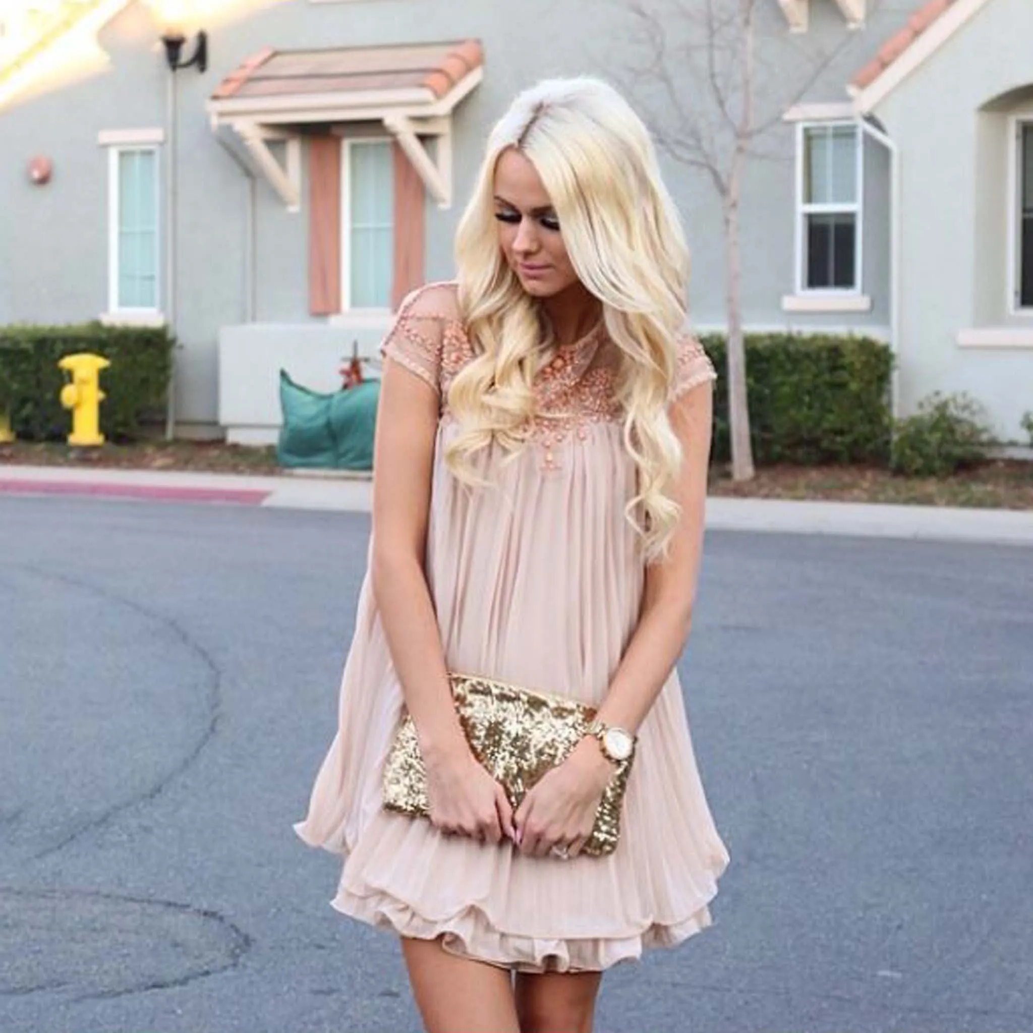 The Hallie Dress in Blush