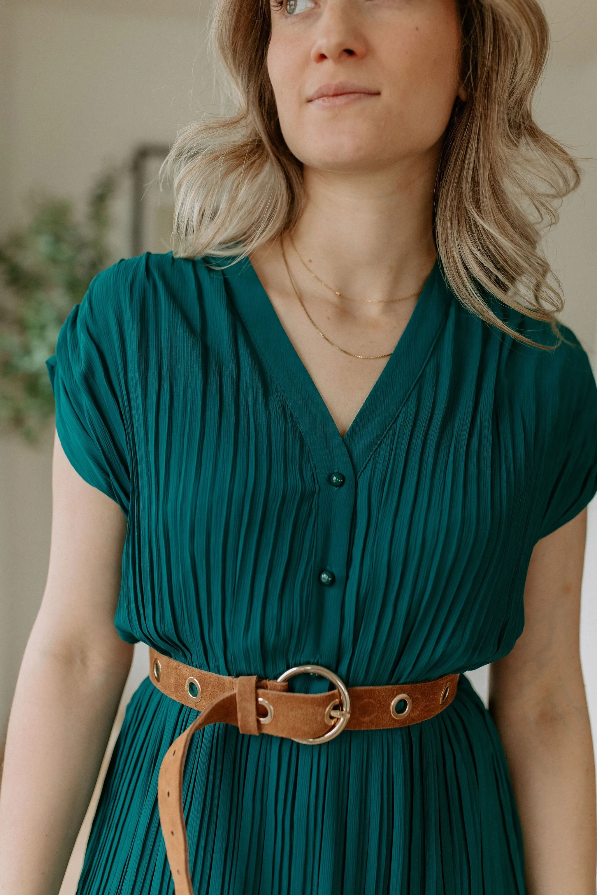 The Lottie Pleated Mini Dress - Green