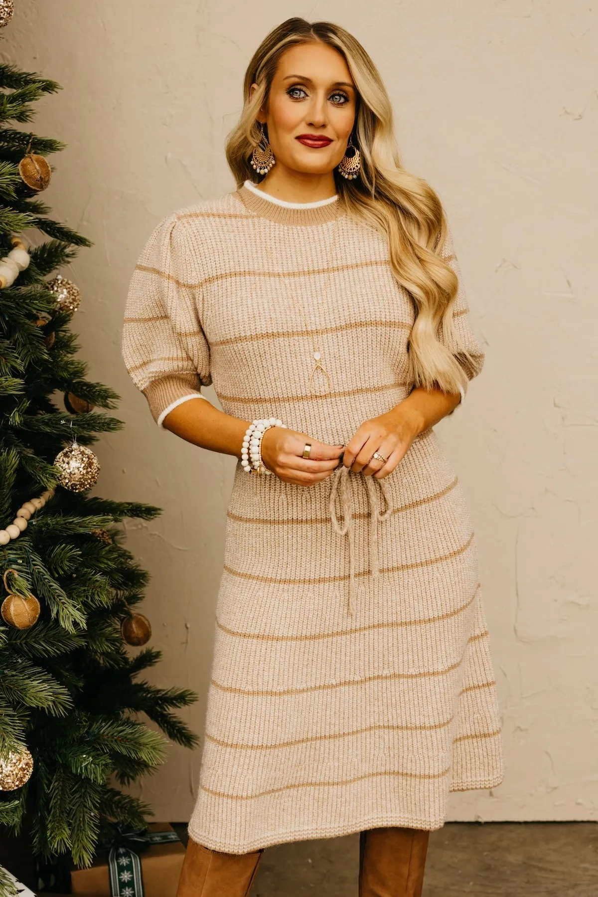 The Maggie Tie Waist Sweater Dress