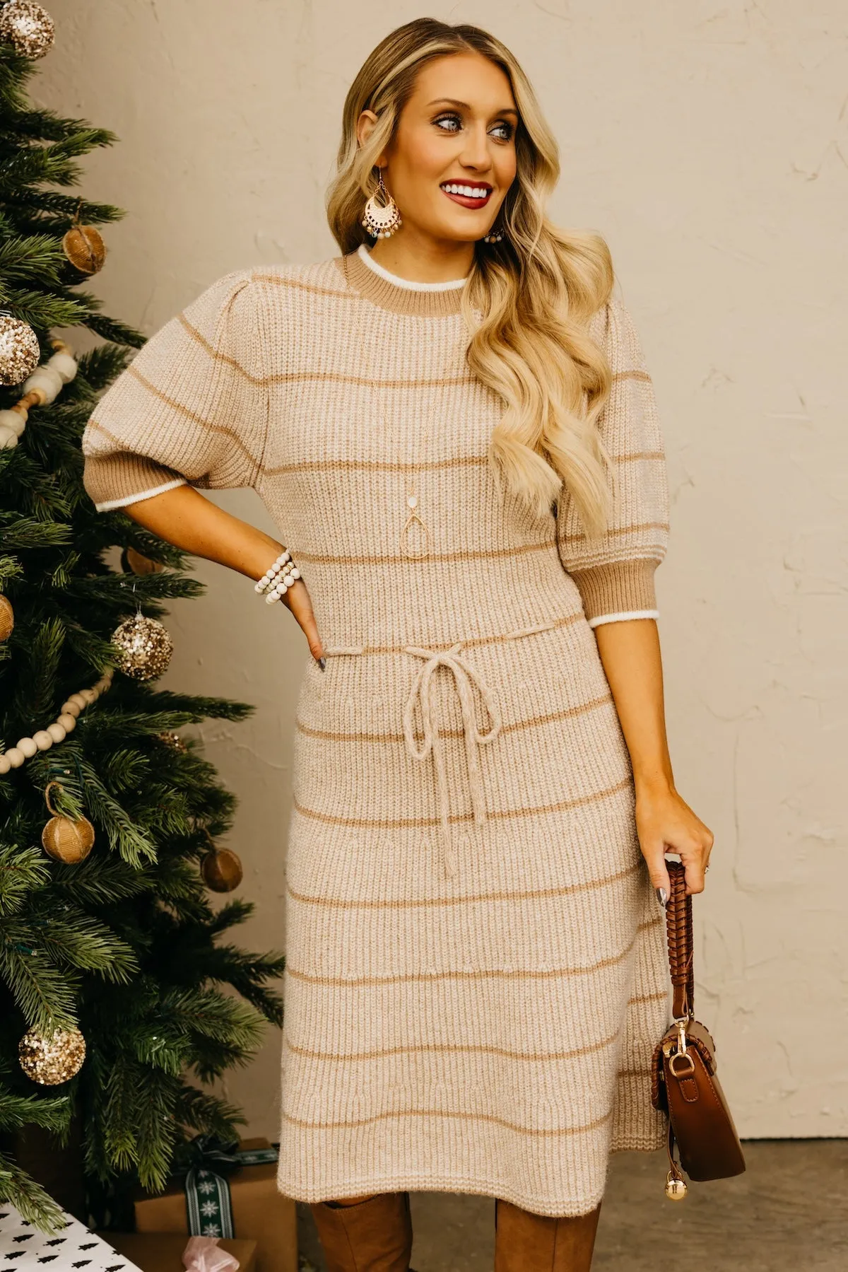 The Maggie Tie Waist Sweater Dress