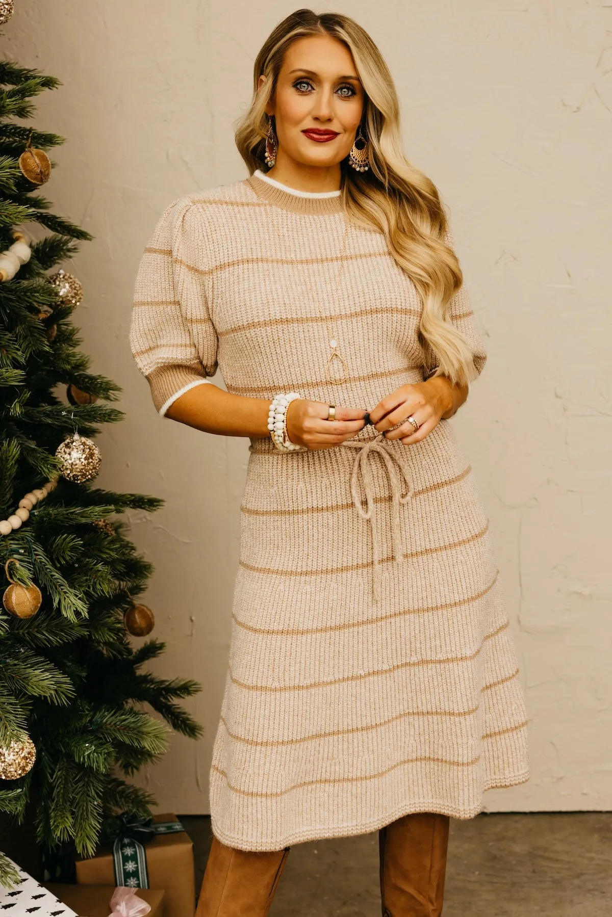 The Maggie Tie Waist Sweater Dress