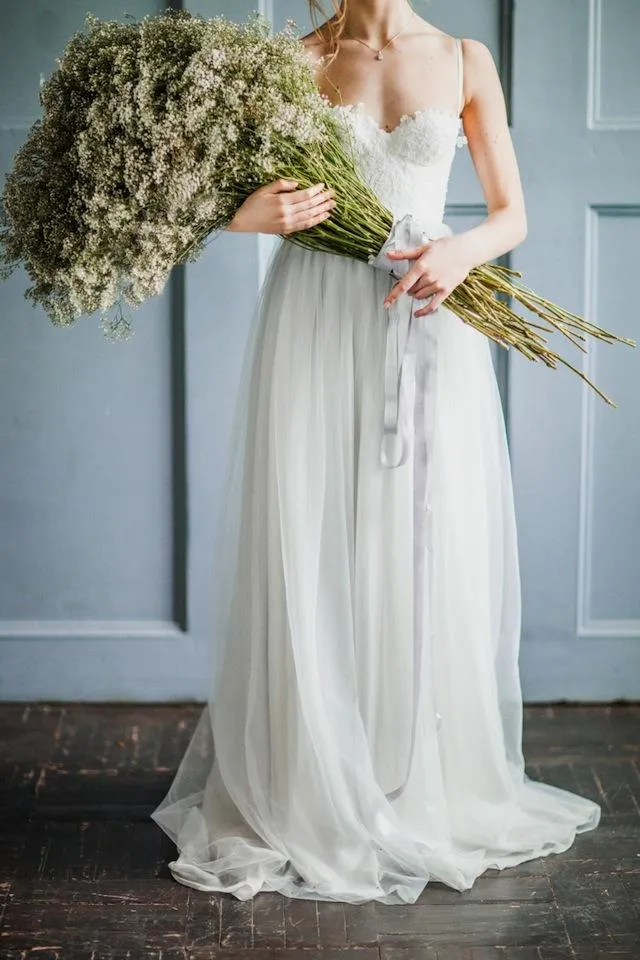 Tulle Skirt Girl Wedding Dresses with Lace Bodice