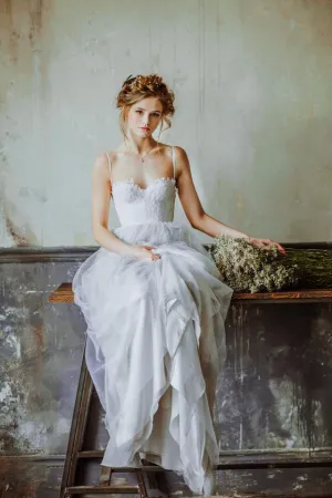 Tulle Skirt Girl Wedding Dresses with Lace Bodice