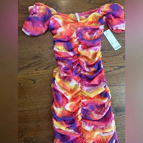 Urban Outfitters Multi Color Ruched Body Con Mini Dress Women’s Small NWT C0848