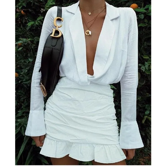 V Neck Lapel Dress