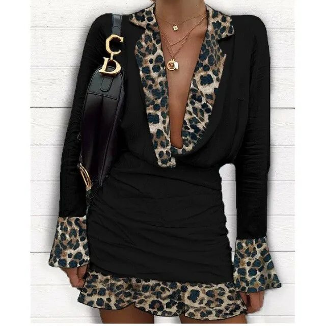 V Neck Lapel Dress