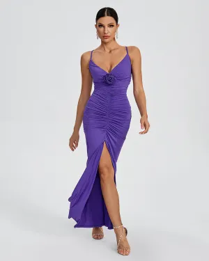 V Neck Pleated Backless Bodycon Dress