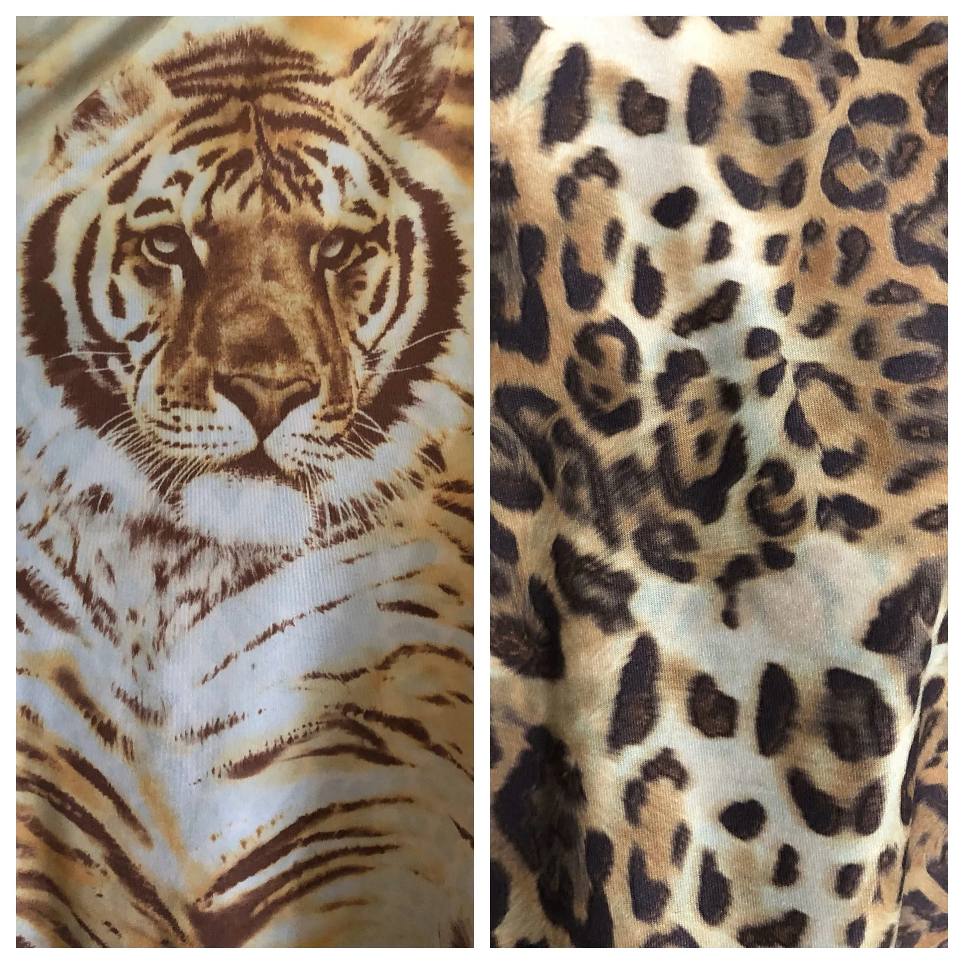 V NECK SIDE SLIT DRESS BROWN TIGER/LEOPARD