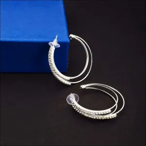 Vanora Silver Rhinestone Open Hoops