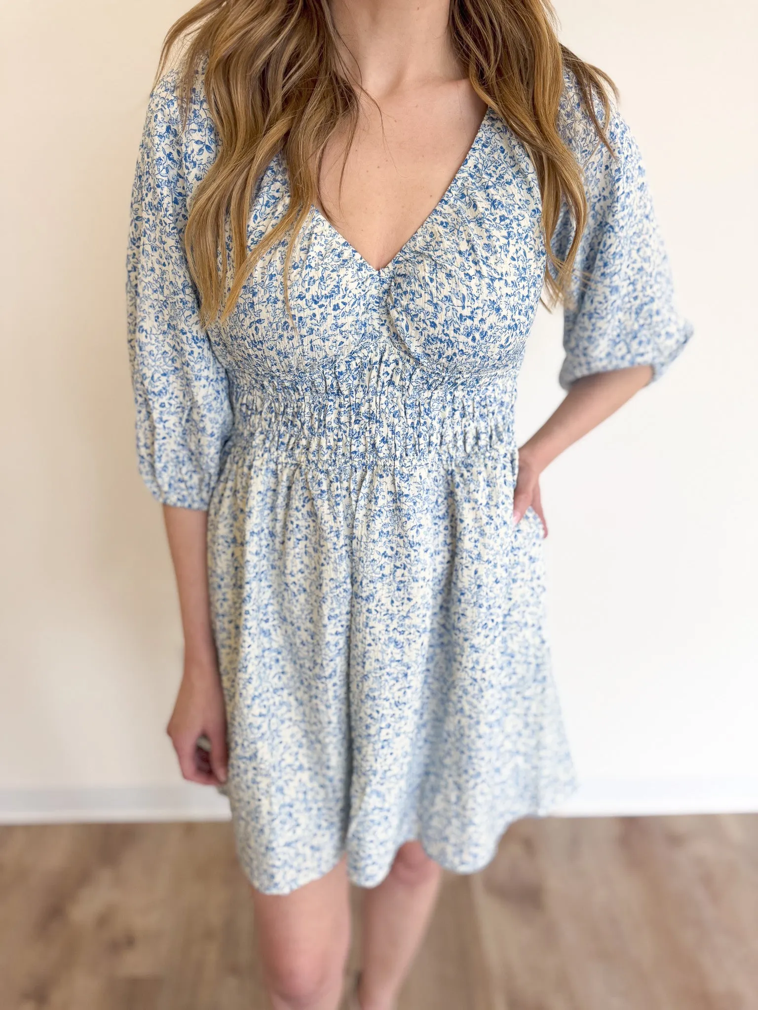 Vayda Floral V Neck Mini Dress
