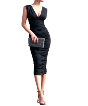 Venetian Black Multi Way Ruched Dress