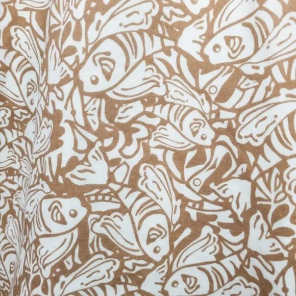 Vineyard Vines Fish Print Cotton Empire Waist Spaghetti Straps Bow Mini Dress