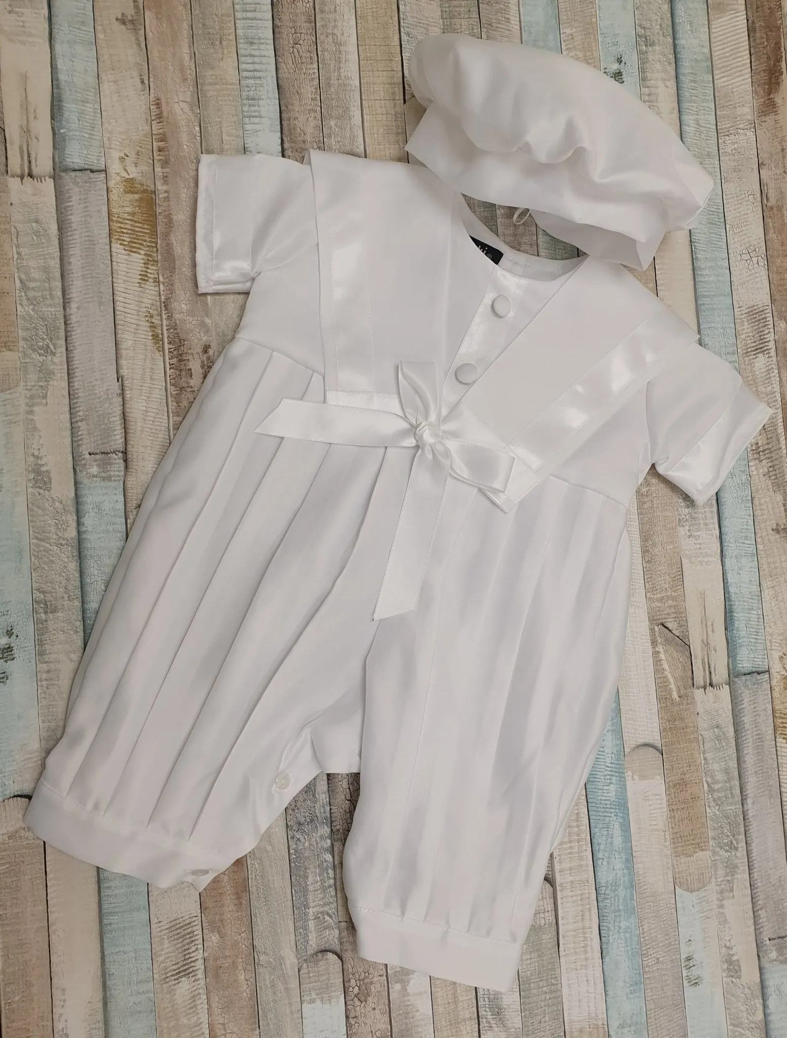 Vivaki White Boys Sailor Christening Romper