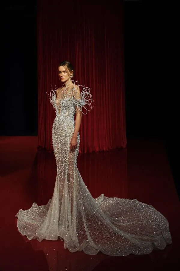 VSB-034 - Deep V Neck Mermaid Shaped Dress