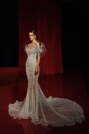 VSB-034 - Deep V Neck Mermaid Shaped Dress