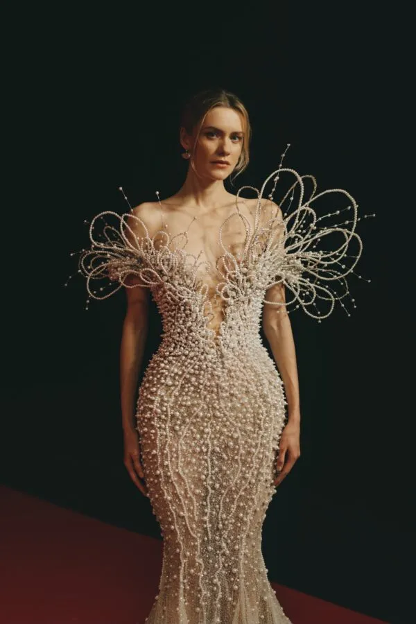 VSB-034 - Deep V Neck Mermaid Shaped Dress