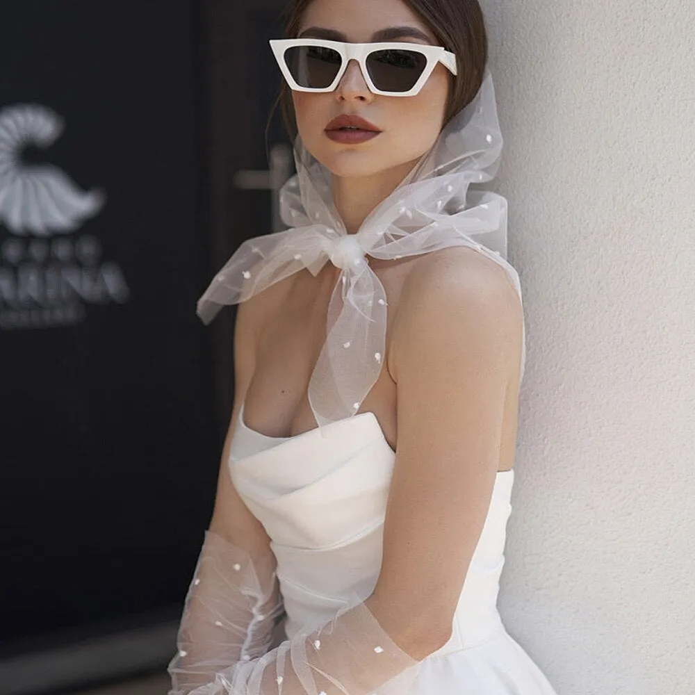 Wedding Dress For Bride High Slit Simple Bridal Gown Sleeveless Backless