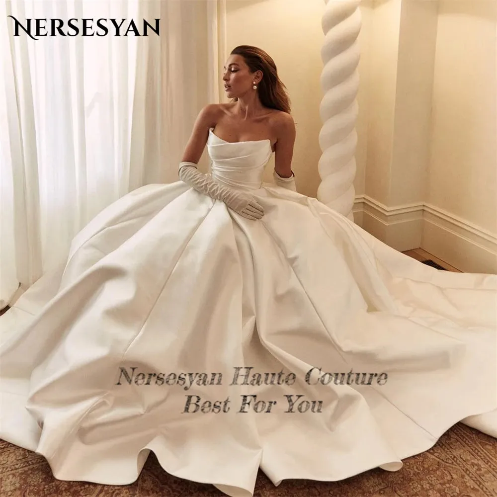Wedding Dresses Off Shoulder Pleats A-Line Backless Bridal Gowns Princess
