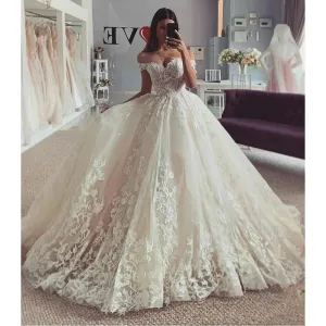 Wedding Dresses Women's Elegant One Shoulder A-Line Princess Bridal Gowns
