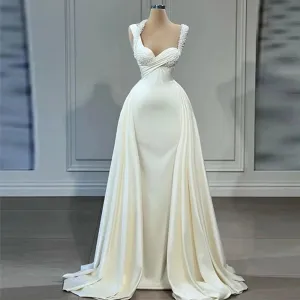 Wedding Guest Dresses: Wedding Dresses For Woman Square Neck Satin Bridal Gown