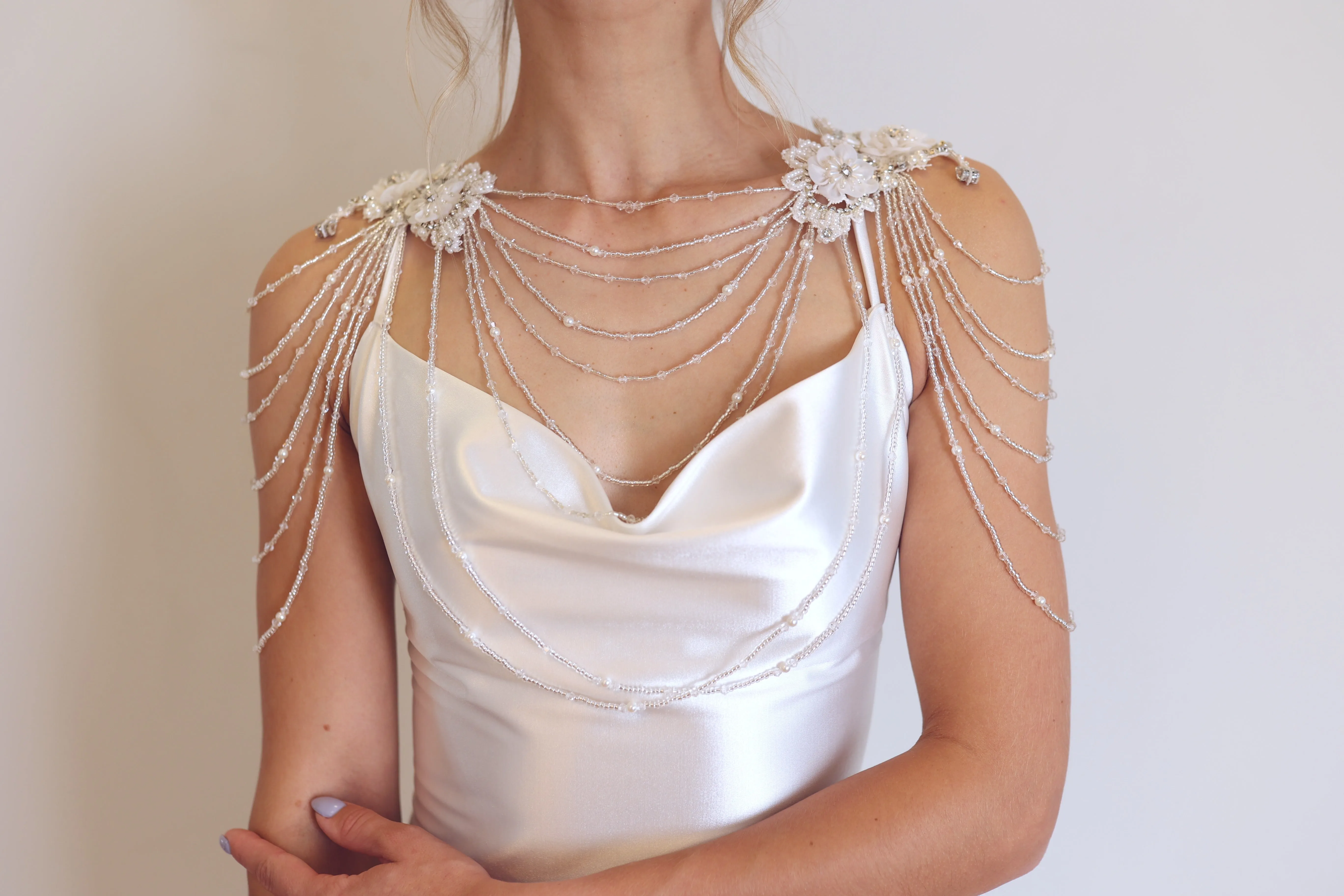 Wedding Shoulder Jewelry, Lace Bridal Epaulettes Sleeves,