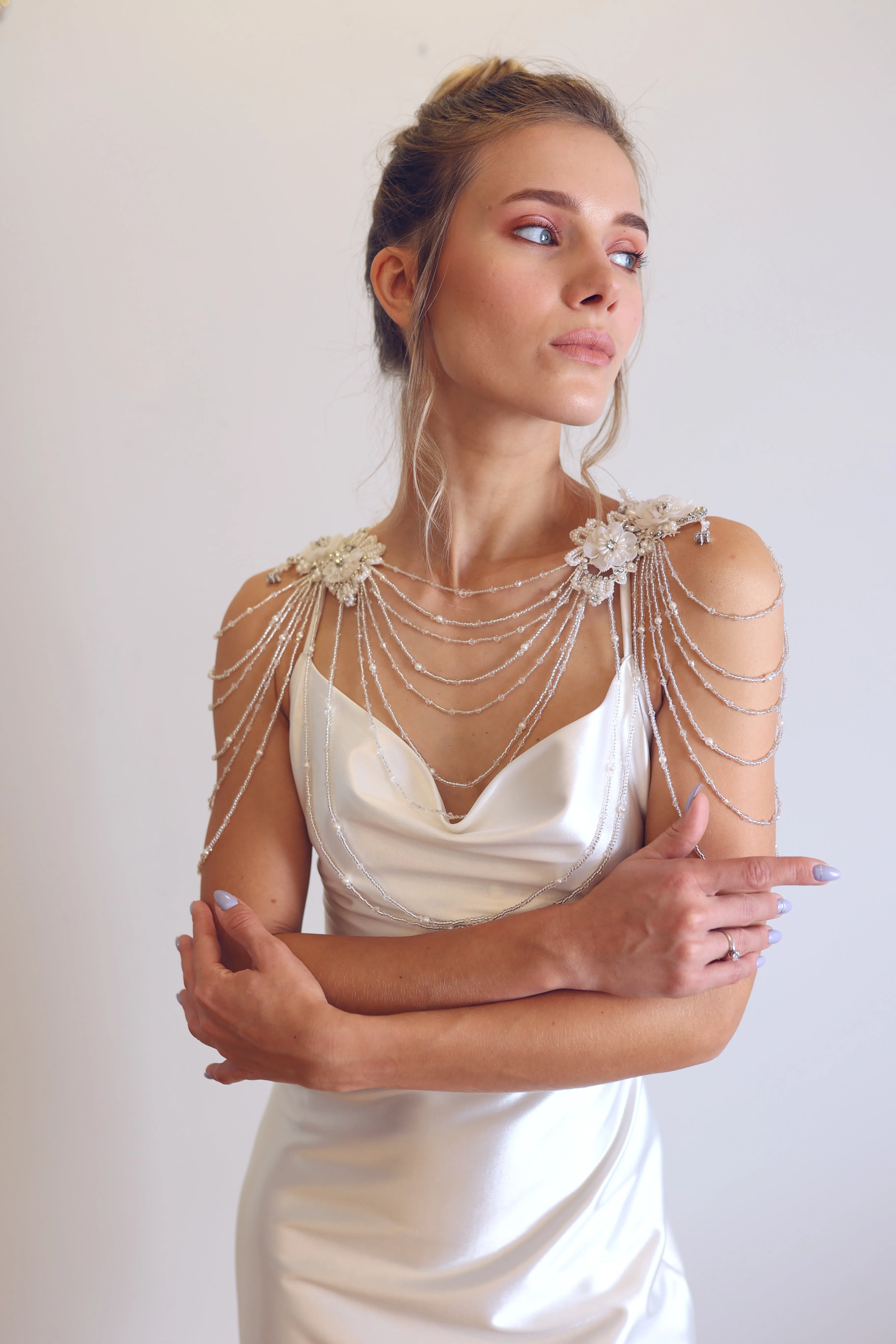 Wedding Shoulder Jewelry, Lace Bridal Epaulettes Sleeves,