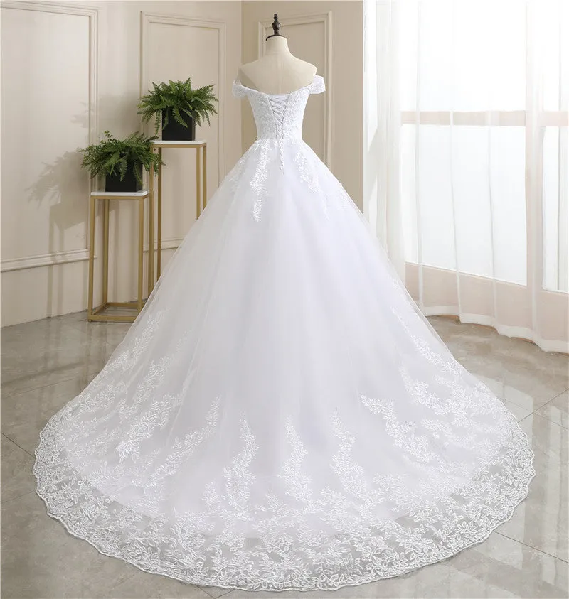 White Lace Ball Gown Debutante Cotillion Dress AL3024