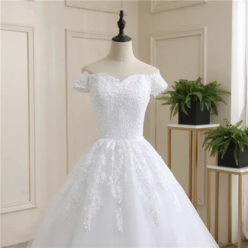 White Lace Ball Gown Debutante Cotillion Dress AL3024