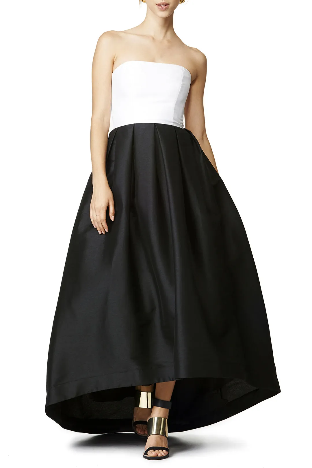 White&Black Hi-lo Prom Party Dress with Open Back