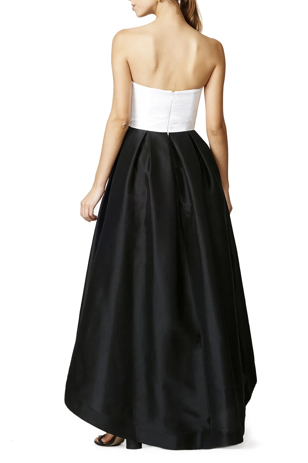 White&Black Hi-lo Prom Party Dress with Open Back