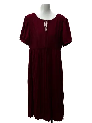 Wine Red Pleated Dress TCL