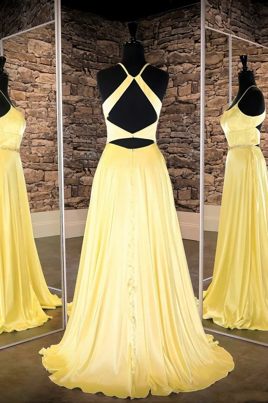 Yellow Long Prom Dress with Slit Side vestido de fiesta de graduaci¨®n