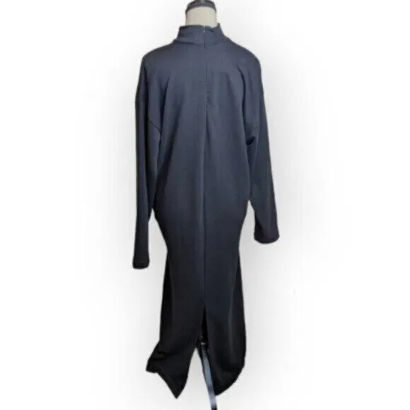 Zara Black Long Sleeve Knotted Pleated Dress Size Medium